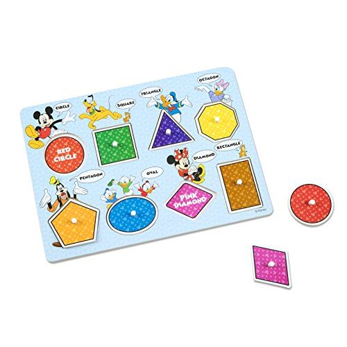 Melissa Doug Disney Mickey Mouse Shapes and Colors Wooden Peg Puzzle (8 pcs)