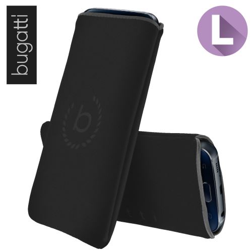 Housse pochette smartphone étui slim Bugatti néoprène taille L Noir