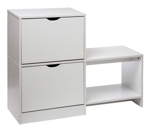 Meuble à chaussures en bois coloris blanc - L.100 x P.32 x H.80 cm -PEGANE-