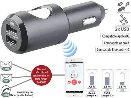 Navgear : Système d'appel d'urgence sur prise allume-cigare & chargeur USB 2 ports