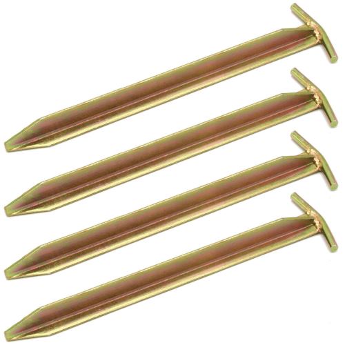 AMANKA Set de 4 Piquets en acier galvanisé 300x25mm Sardines métalliques en T pour grandes tentes de