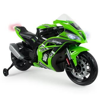Injusa Vehicule A Batterie Moto Kawasaki Zx1012v Vert Noir Vehicule A Pedale Achat Prix Fnac