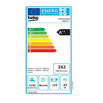 Beko Atlantis TDFV15315S - Lave-vaisselle - hauteur : 85 cm - argent