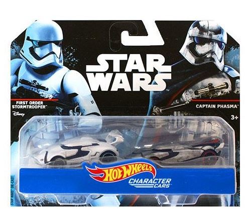 Pack de 2 voitures star wars first order stormtrooper et captain phasma - vehicule hot wheels character cars - mattel