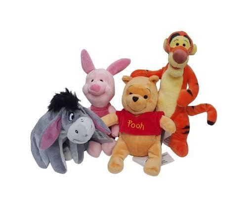 Lot de 4 peluches Winnie l'ourson Disney - Ensemble pouf Winnie, Tigrou, Bourriquet et Cochon