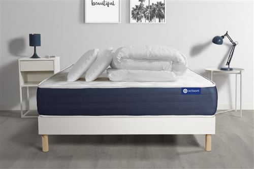 Non Communiqué Blanc Pack Prêt À Dormir Matelas Latex Et Mémoire De Forme Actilatex Sleep 180X200 Cm + Sommier Kit + 2 Oreillers + Couette