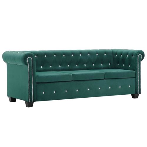 vidaXL Canapé à 3 places Revêtement en velours 199 x 75 x 72 cm Vert