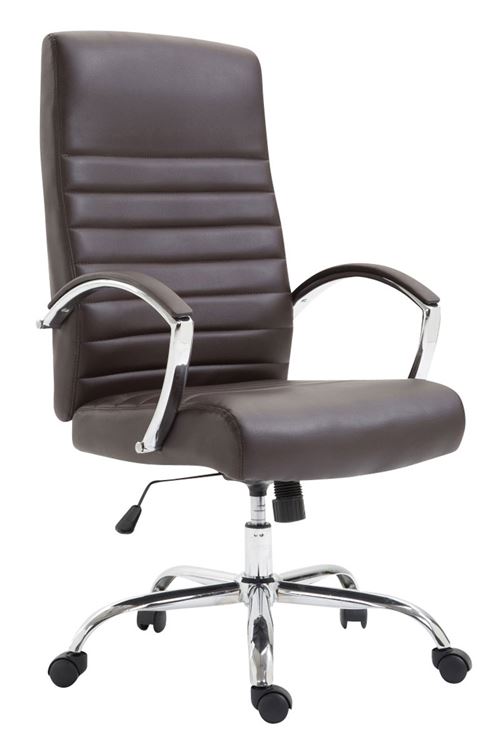 Chaise de Bureau Valais en Similicuir avec Piètement en Métal chromé - Couleur Marron