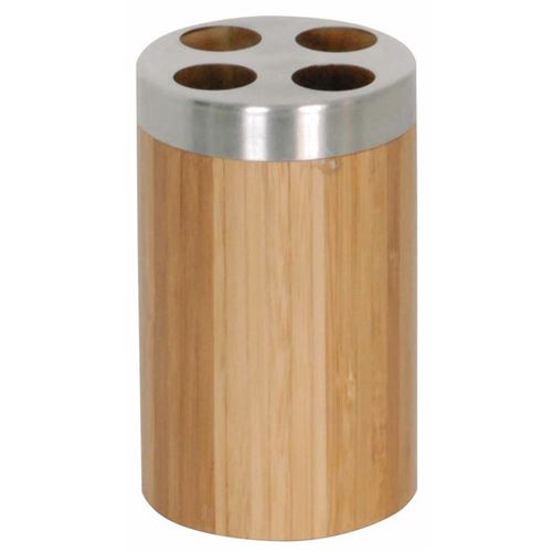 Porte brosses à  dents en bambou et inox BAMBOU