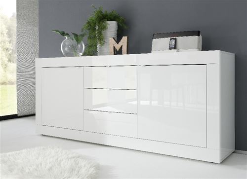 Subleem Blanc Laqué Brillant Homemania Armoire Multifonctionnelle Basic - Blanc - 102 X 43 X 162 Cm - Image 1