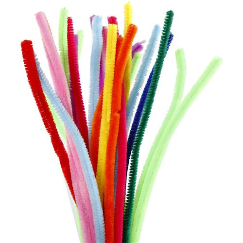 Creotime fil chenille 200 pièces 30 cm 30 cm 9 mm multicolore