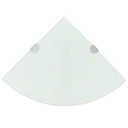 VidaXL Étagère d'angle salle de bain avec support Fond en verre plateau en verre blanc 35 x 35 cm