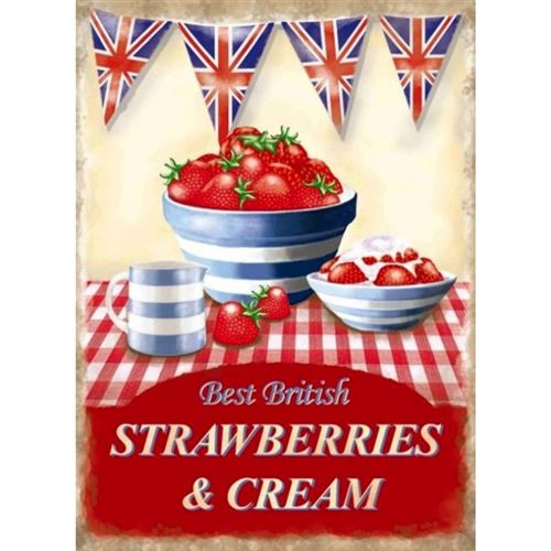 plaque stawberries cream fraise et creme tole deco cuisine