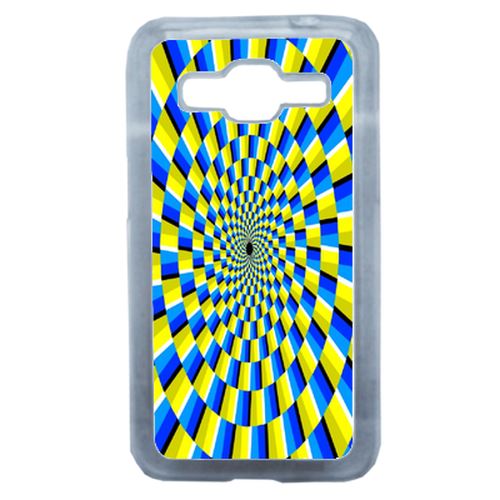 Coque Effet D'optique Jaune Et Bleu Compatible Samsung Core Prime Transparent