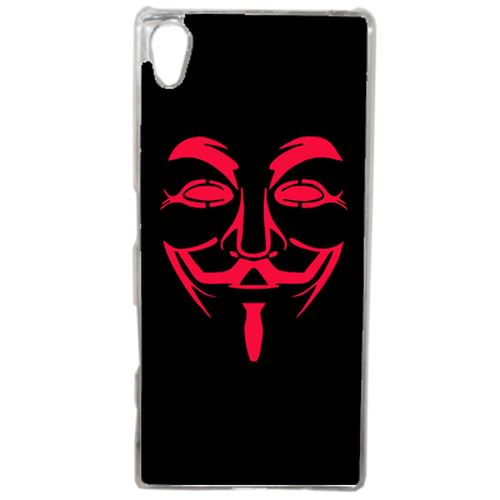 Coque Anonymous Noir Et Rouge Compatible Sony Xperia Z5 Transparent