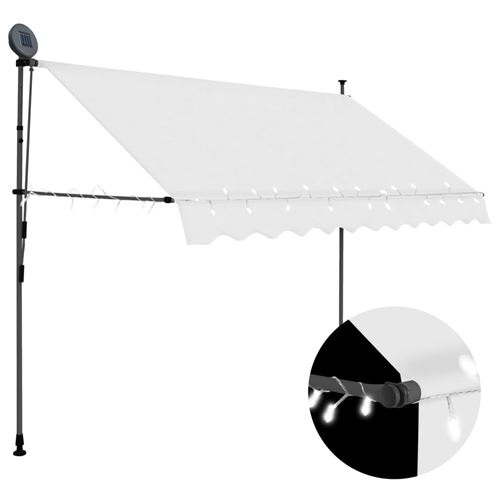 Auvent manuel rétractable avec LED 250 cm - Crème