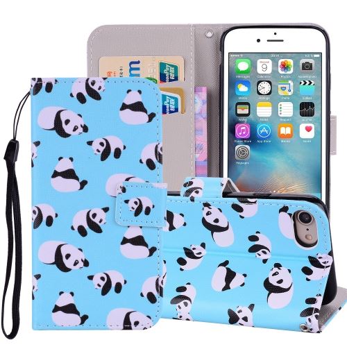 Iphone 8 Housse Etui Cuir Pu Panda Bambou Als89859