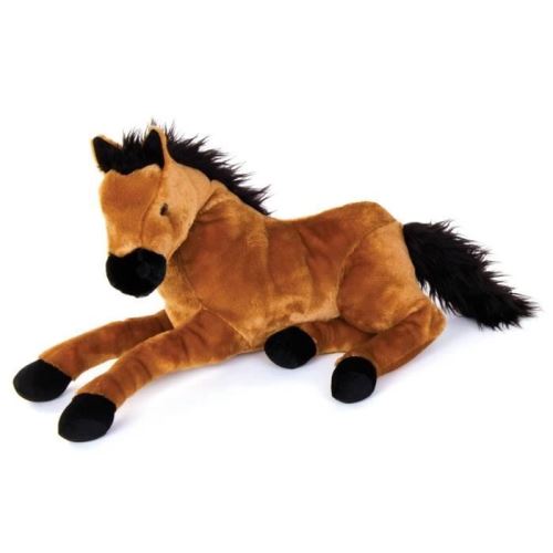DECAR2 Peluche Cheval Allongé - Marron - 55 cm