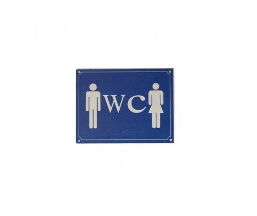 Plaque de Porte Signalétique Toilettes Bleu et Blanc - Longueur 13cm