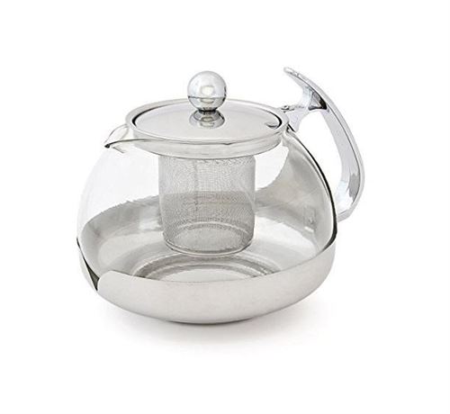 Haushalt - Théière 1,2 litre en verre en acier inoxydable