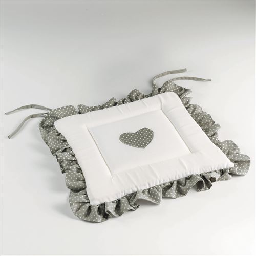 Galette +volant 40 x 40 x 3 cm polyester fanny Gris/Blanc