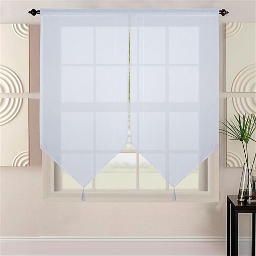 Paire de vitrages uni - blanc - 2x60x220cm