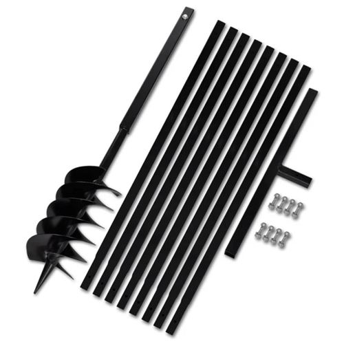 Vidaxl Noir Grondboor Met Handvat 150 Mm En Verlengstukken 9 M (Staal)270528 - Image 1