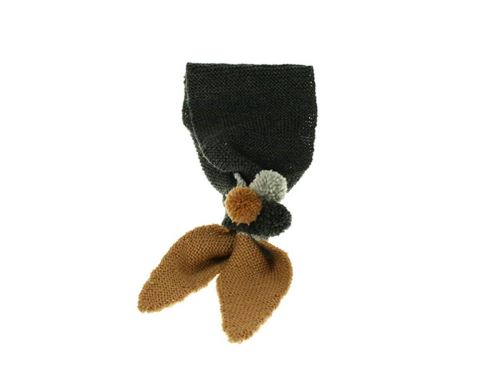 Lullaby Road - Girl Scarf Pointy Tips Pom Pom Grey/Natural