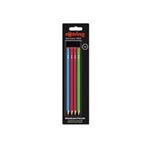 rOtring, Set de 4 Crayons en bois HB : Vert, Bleu, Rouge x 2