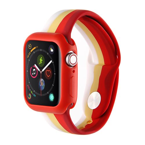 Bracelet en silicone avec coque de protection pour Apple Watch Series 6/ SE/ 5/ 4 40mm - Multicolore#3(Taille L)
