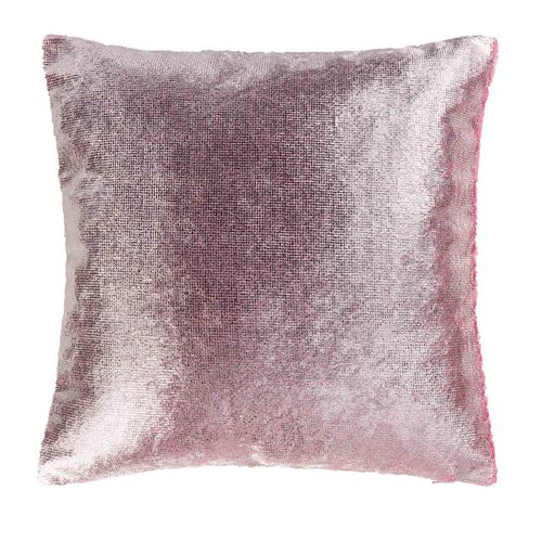 Housse de coussin +encart 40 x 40 cm velours argent c1062 Rose