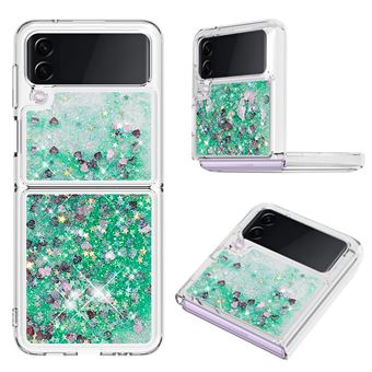 Coque pour Samsung Galaxy Z Flip 3 5G Foxdock Brillante à Paillettes Liquides Scintillantes - Vert - 1