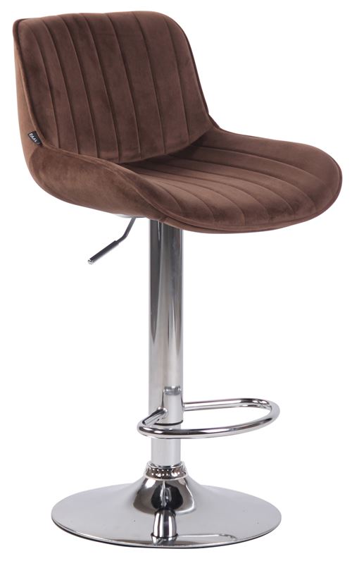 CLP Tabouret de bar Lentini en Velours avec Piètement trompette en Métal , Marron/Chrome
