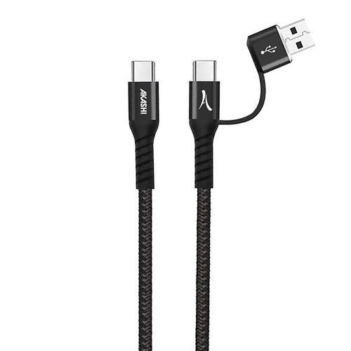 Akashi Câble 2-en-1 USB-C vers USB-C / USB-A (Noir - 1m) - USB