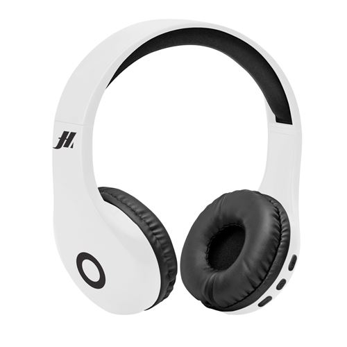 Casque stéréo réglable avec oreillettes soft et microphone intégré, wireless V5.0, touches pour gestion appels et musique Blanc