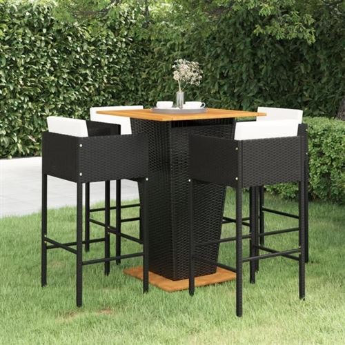 Non Communiqué Noir Vidaxl Ensemble De Bar De Jardin 5 Pcs Et Coussins Résine Tressée