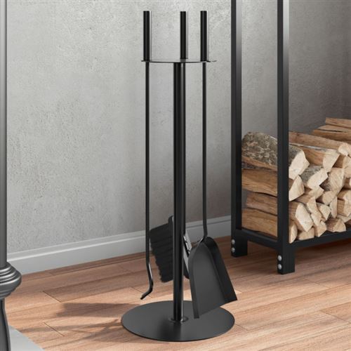 Vidaxl Ensemble D'ustensiles De Cheminée 4 Pièces 22 X 59 Cm Acier - Image 3