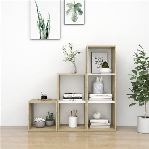 vidaXL Ensemble de meubles TV 3 pcs Blanc chêne sonoma Bois ingénierie