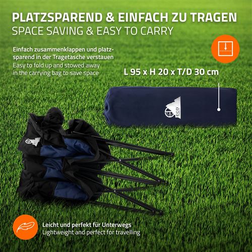 ECD Germany Canapé De Camping 2 Places Pliable – Bleu, 100 Kg/place, Porte-Gobelets, Sac De Transport, Pour Jardin, Pêche Et Festivals