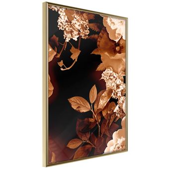 Affiche Murale Encadrée "Flower Decoration in Sepia" 30 x 42 cm Or - 1