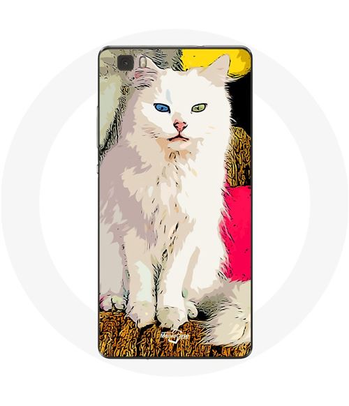 Coque pour Huawei P8 Turc de van chat blanc aux yeux bleu et jaune Maniacase