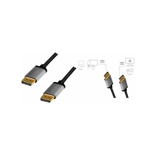 LogiLink Câble DisplayPort 1.2, fiche mâle - mâle, 2,0 m