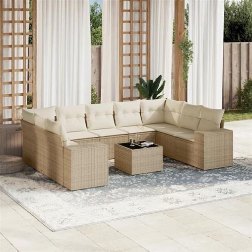 Vidaxl Beige Salon De Jardin 10 Pcs - Image 3