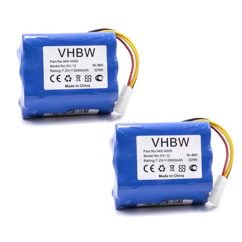 2x vhbw NiMH batterie 3000mAh (7.2V) pour robot aspirateur domestiques Neato Signature Pro, XV Essential, XV-11, XV-12, XV-14, XV-15, XV-21, XV-25