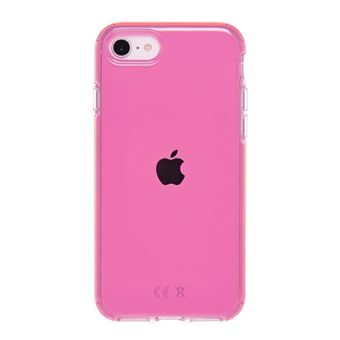 QDOS HYBRID NEON - Coque de protection pour téléphone portable - polycarbonate, polymères - transparent, rose fluorescent - pour Apple iPhone 6, 6s, 7, 8, SE (2e génération)