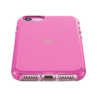 QDOS HYBRID NEON - Coque de protection pour téléphone portable - polycarbonate, polymères - transparent, rose fluorescent - pour Apple iPhone 6, 6s, 7, 8, SE (2e génération)