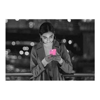 QDOS HYBRID NEON - Coque de protection pour téléphone portable - polycarbonate, polymères - transparent, rose fluorescent - pour Apple iPhone 6, 6s, 7, 8, SE (2e génération)