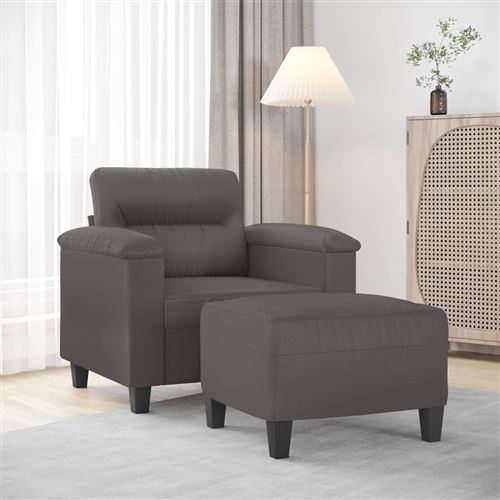 VIDAXL - Fauteuil avec repose-pied - 60 cm - Gris - Image 2