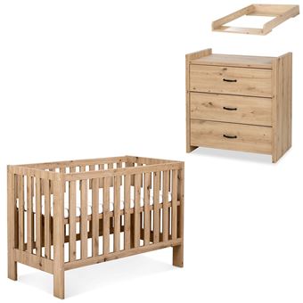 AMELIA II Ensemble bébé commode à langer et lit évolutif 120x60 Chêne sans tiroir - 1