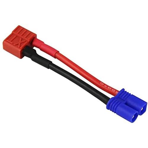 Connecteur EC2 Mâle à Prise T Femelle Câble 16AWG 10cm Adaptateur pour Batteries Lipo, RC Couleur Rouge Noir Bleu, Plastique